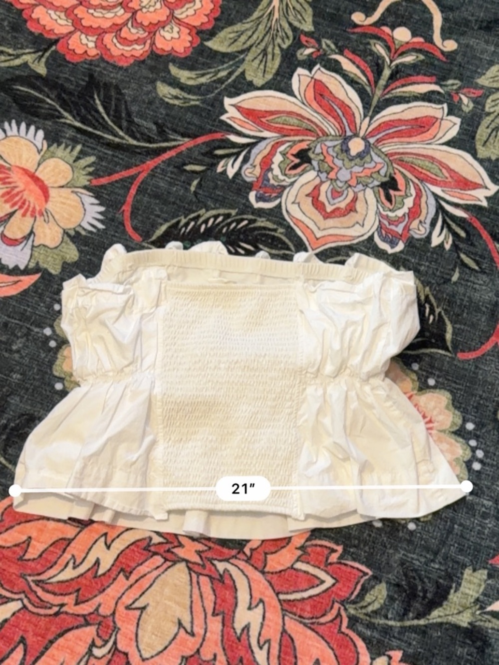 3/$25 ๐ค Anthropologie White Strapless Peplum Smocked Top XL - Picture 7 of 8